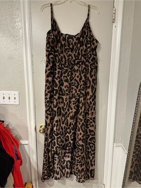 SHEIN Brown and Black Leopard Faux Wrap Dress